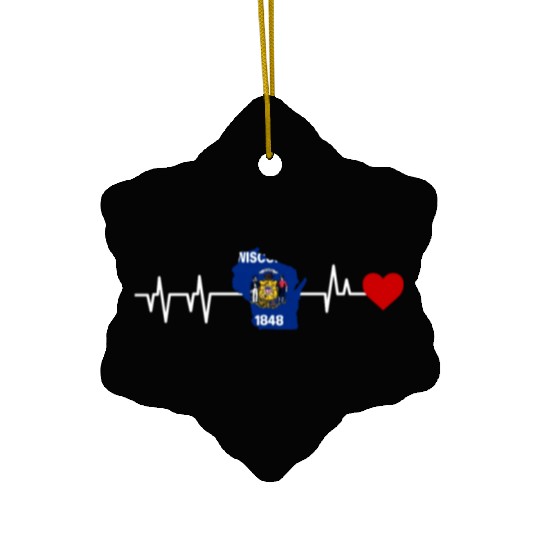 Wisconsin Heartbeat Gift Ceramic Ornaments