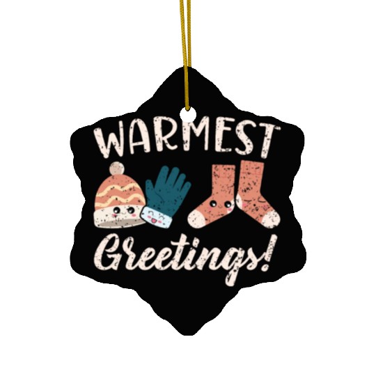 Warmest Greetings Snow Snowy Climate Winter Season Ceramic Ornaments