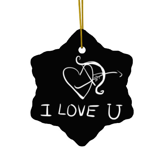 bow shoot arrow heart i love you Ceramic Ornaments