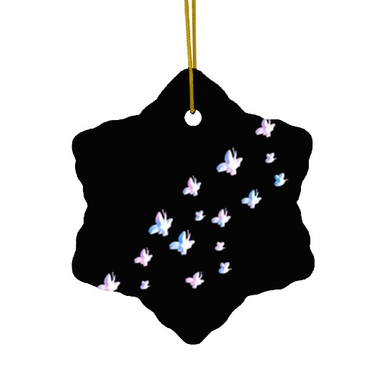 glitter butterflies bees nature pink Ceramic Ornaments