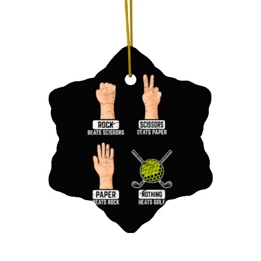 Rock Paper Scissors Nothing Beats Golf Funny Golfi Ceramic Ornaments