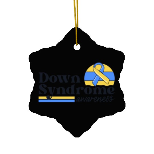 Down Syndrome Awareness Retro Sunset Yellow Blue Ceramic Ornaments