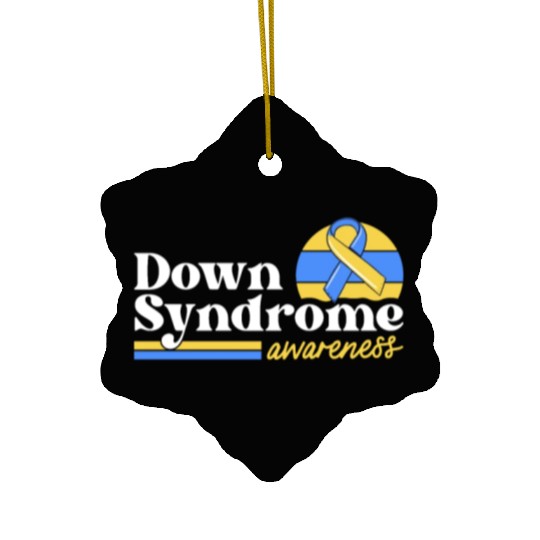 Down Syndrome Awareness Retro Sunset Yellow Blue Ceramic Ornaments