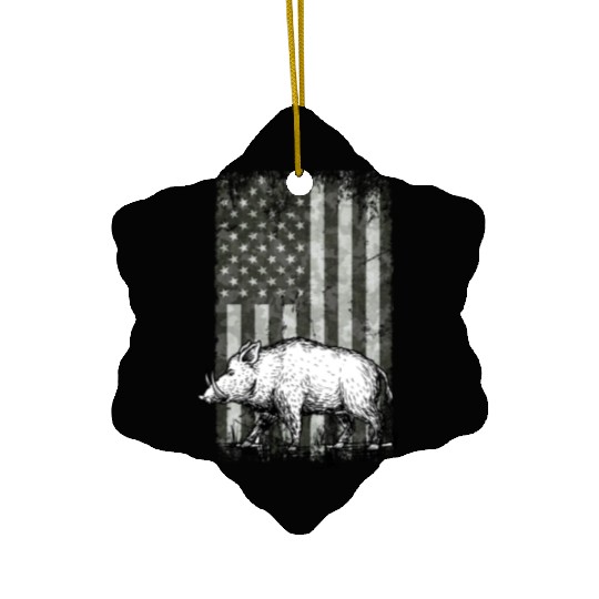 Patriotic Wild Boar Hunting Season For Hog Ceramic Ornaments