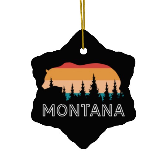 Montana Grizzly Bear Retro Ceramic Ornaments