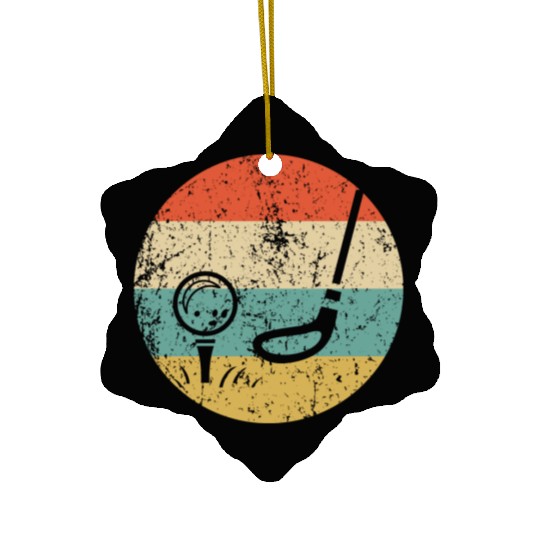 Golf Ball and Club Icon Retro Golfing Ceramic Ornaments
