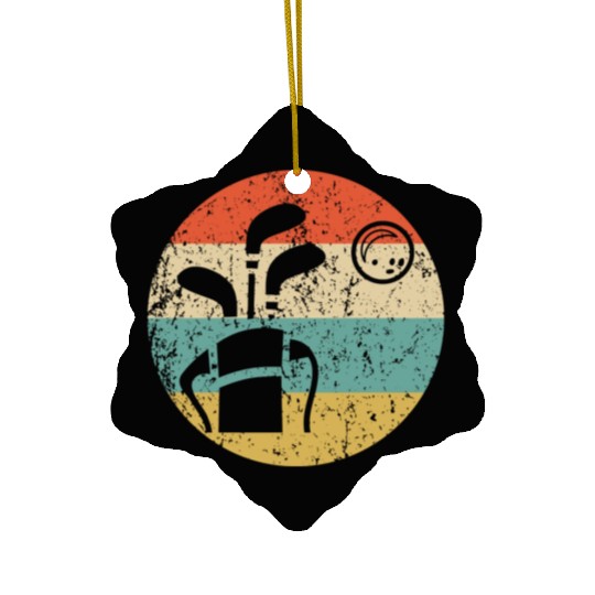 Golf Clubs and Ball Icon Retro Golfing Ceramic Ornaments