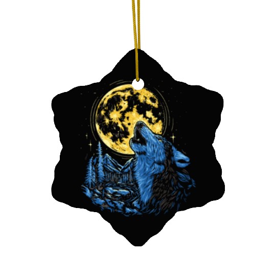 Wolf Moon Forest Wolves Nature Nature Liever Full Ceramic Ornaments