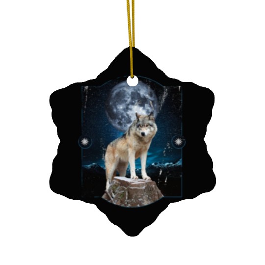 Wolf Moon Forest Wolves Nature Nature Liever Full Ceramic Ornaments