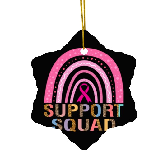 Support Squad Leopard Pink Warrior Breast Cancer Ceramic Ornaments