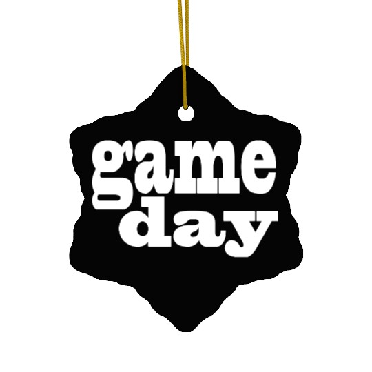 Game Day - white letters Ceramic Ornaments
