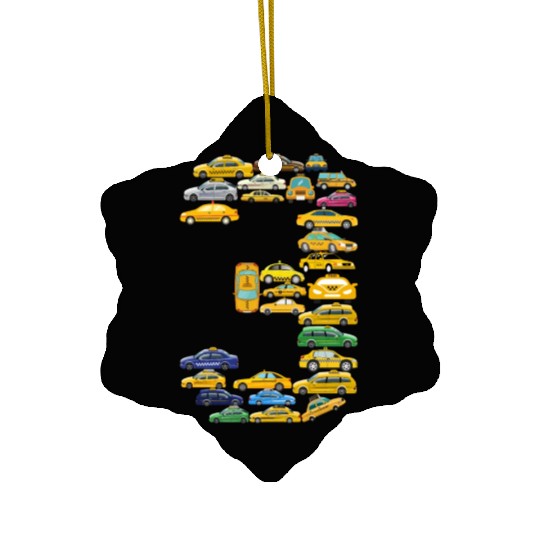 3rd Birthday Gift Taxi Car Boys Kids 3 Year Old Ceramic Ornaments