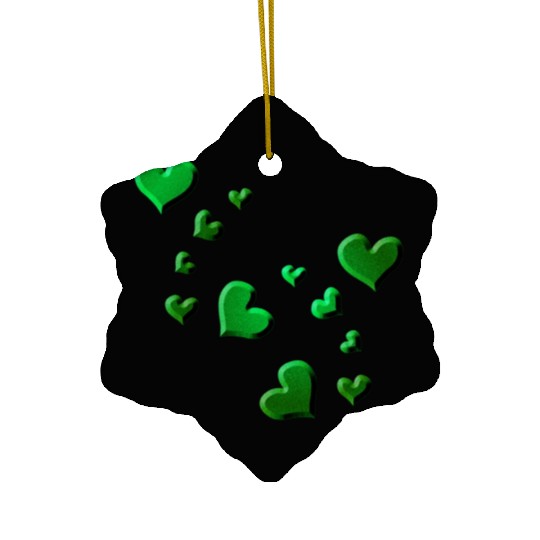 Hearts pattern green icon glitter Ceramic Ornaments