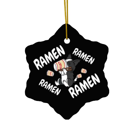Border Collie Instant Ramen Noodles Ceramic Ornaments