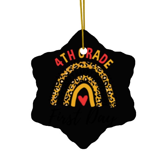 Rainbow First Day Of School 4th Grade Teacher Ceramic Ornaments