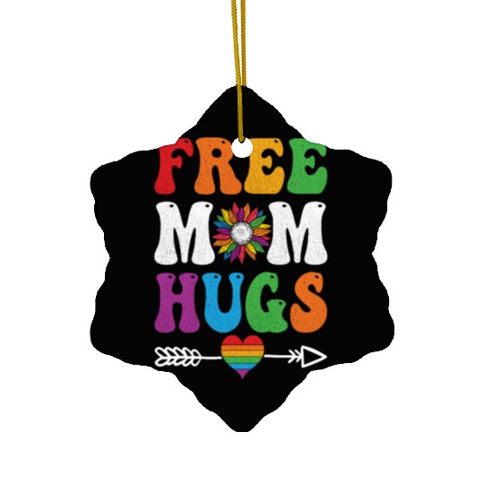 Free Mom Hugs Ceramic Ornaments Sunflower Rainbow Heart LGBT