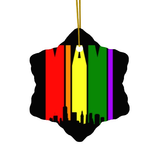 Miami Gay Pride Rainbow Ceramic Ornaments