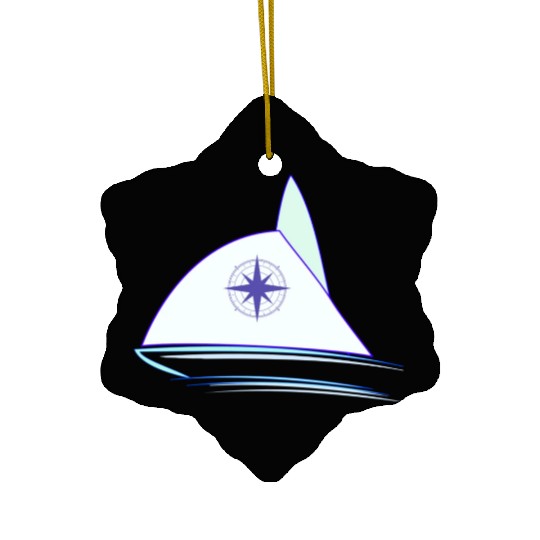 sail boat sailor skipper compass navigation gift Ceramic Ornaments