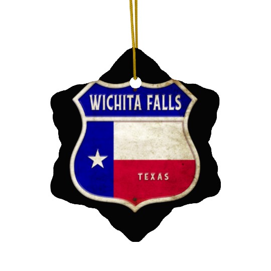Wichita Falls Texas crest flags design Ceramic Ornaments