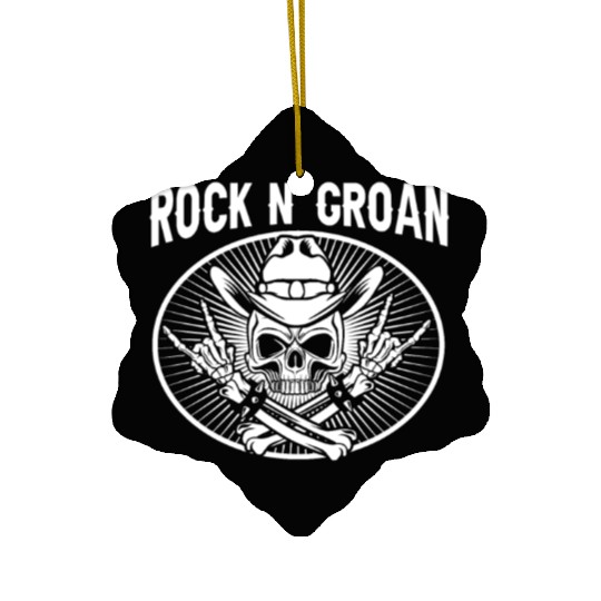 Halloween Cowboy Skeleton Rocker Hand Rock Ceramic Ornaments