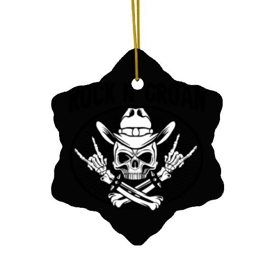 Halloween Cowboy Skeleton Rocker Hand Rock Ceramic Ornaments