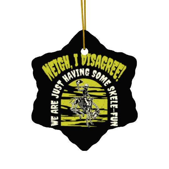 Halloween Cowboy Skeleton Fun Horse Riding Ceramic Ornaments