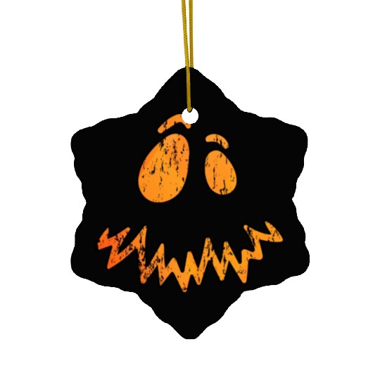 Jack O Lantern Scary Carved Pumpkin Face Ceramic Ornaments