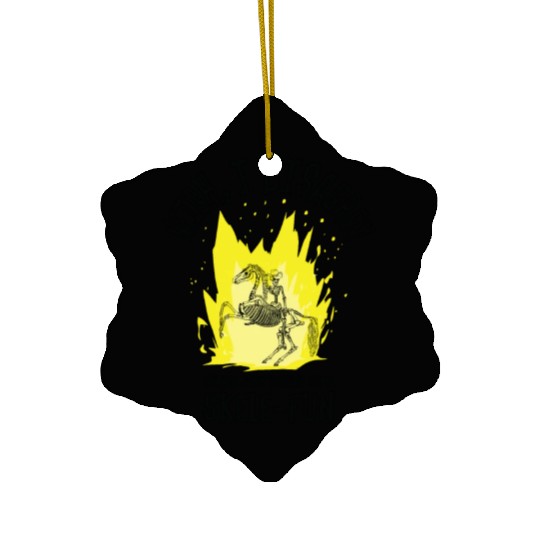 Halloween Cowboy Skeleton Fun Horse Riding Ceramic Ornaments