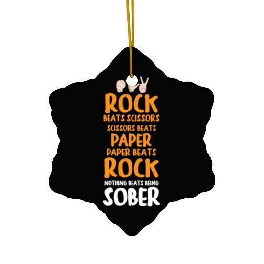 Sobriety Gift for Men or Women Rock Paper Scissors Ceramic Ornaments