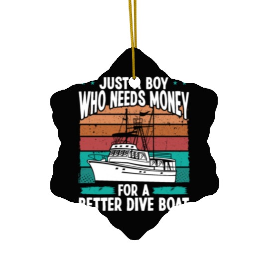 Spearfisher Dive Boat Freediving Apnoe Diver Ceramic Ornaments