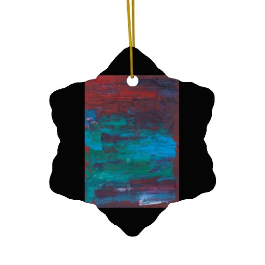 Abstract Red Green Minimalist Painting Ceramic Ornaments