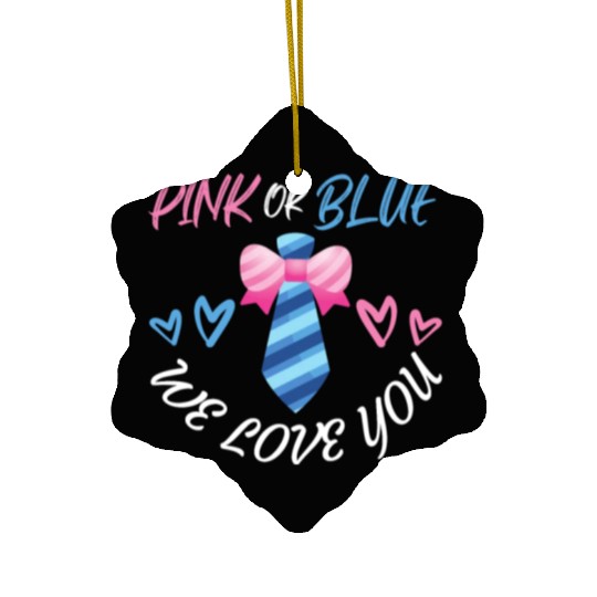 Pink or Blue We Love You Bow Necktie Ceramic Ornaments
