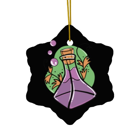 A glass of purple poison with Fall leaves Ceramic Ornaments