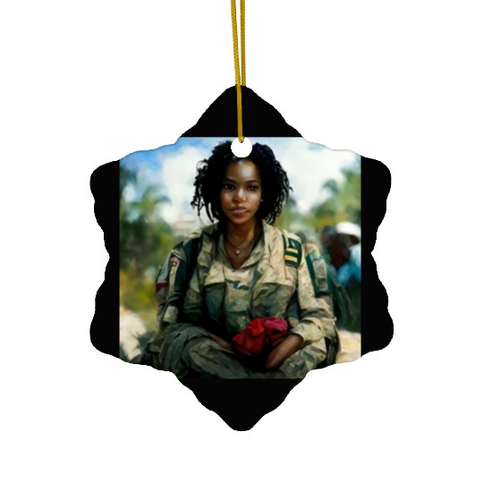 Beautiful US army combat medic painting Ceramic Ornaments