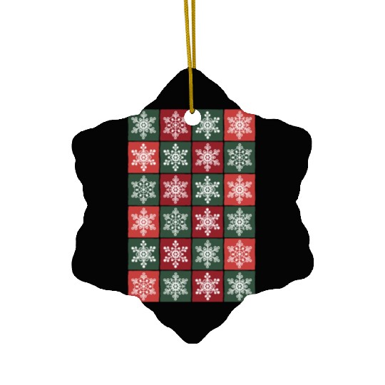 Christmas pattern with snowflakes Ceramic Ornaments
