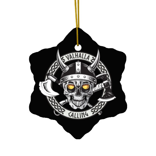 Valhalla Calling Skull And Axes Ceramic Ornaments