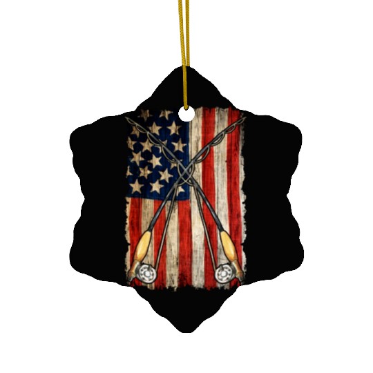Fishing US flag Ceramic Ornaments, Fishing Flag design, Fisher