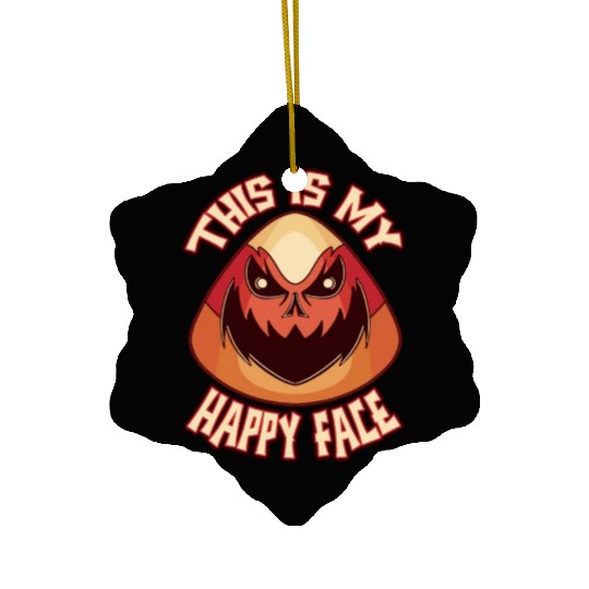 Candy Corn Halloween This Is My Happy Face Funny Ceramic Ornaments