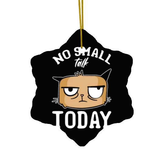 Cat Meme Cat Lover I No Small Talk Today I Funny C Ceramic Ornaments