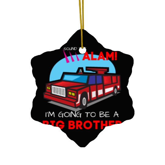 Kids Im going to be a big brother Ceramic Ornaments Firetruck