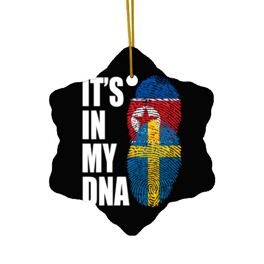 North Korean And Swedish Mix Heritage DNA Flag Ceramic Ornaments