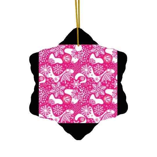 Abstract Pink Winter Pattern Ceramic Ornaments