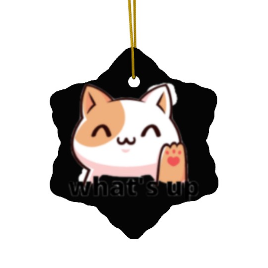 what's up cat design style back to school Ceramic Ornaments