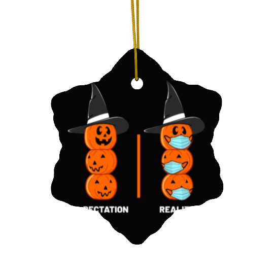 Halloween Pumpkins Witch Expectation Reality Ceramic Ornaments