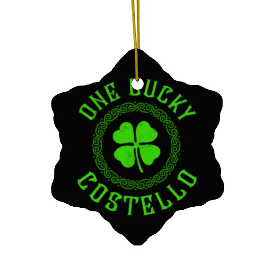 One Lucky Costello Irish Family 4 Leaf Clover Ceramic Ornaments