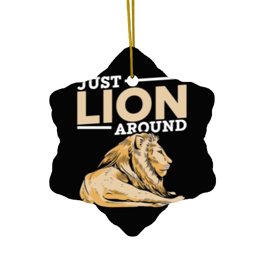 Tired Lion Pun Ceramic Ornaments