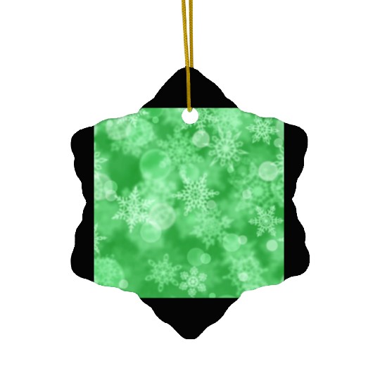 Green White Snowflakes Pattern Ceramic Ornaments