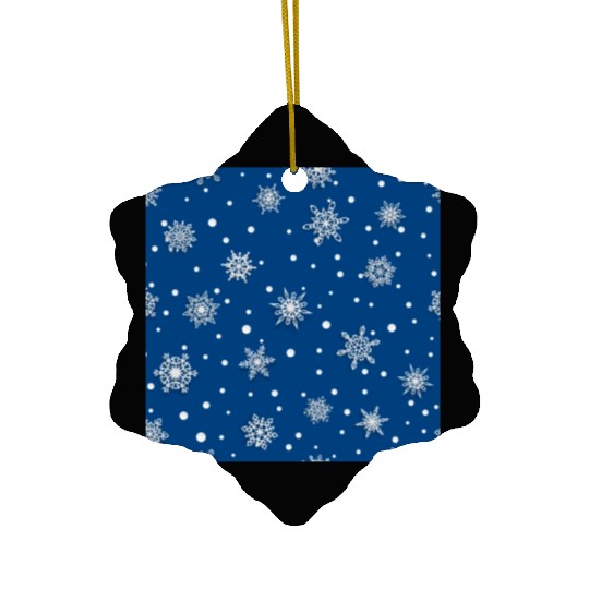 Modern Navy Blue Snowflakes Pattern Ceramic Ornaments