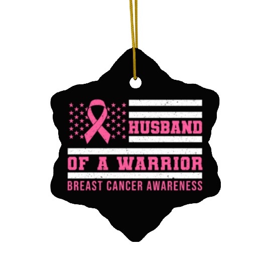 Husband Of A Warrior Breast Cancer Awareness US Ceramic Ornaments