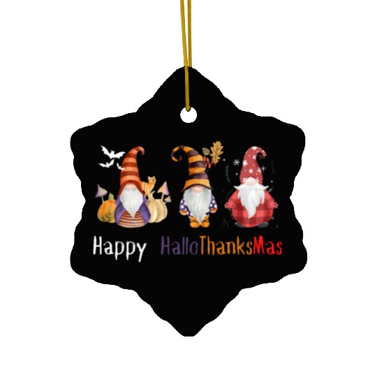 happy hallo thanksmas Thanksgiving gnome Funny Ceramic Ornaments